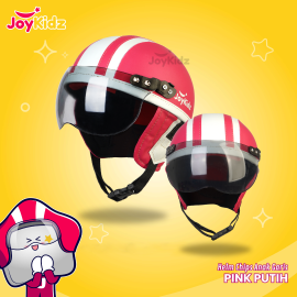 Helm Anak Polos Pink Putih Garis Usia 1-5 Tahun Te..
