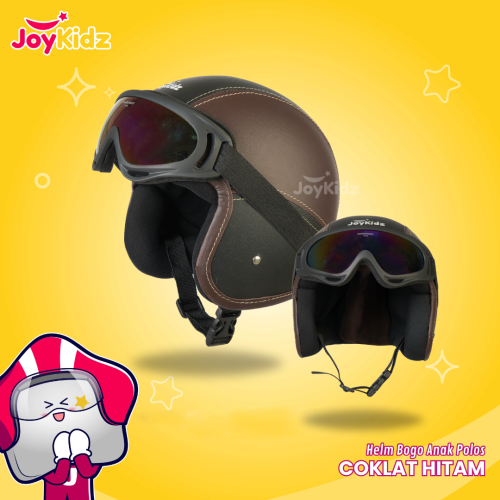 Helm Anak Bogo Polos Coklat Hitam Usia 2-7 Tahun